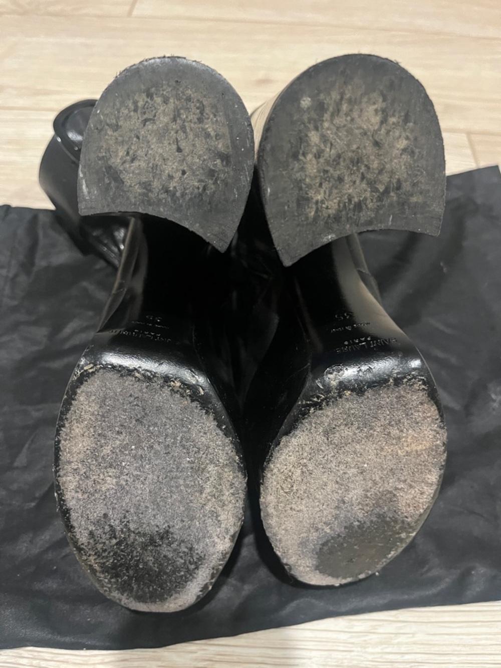 Saint Laurent “Billy” Black Leather Platform Ankle Boots - Picture 9 of 13